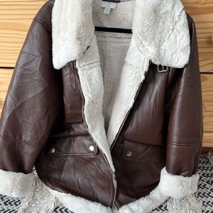 Joie Brown and Cream Teddy Jacket